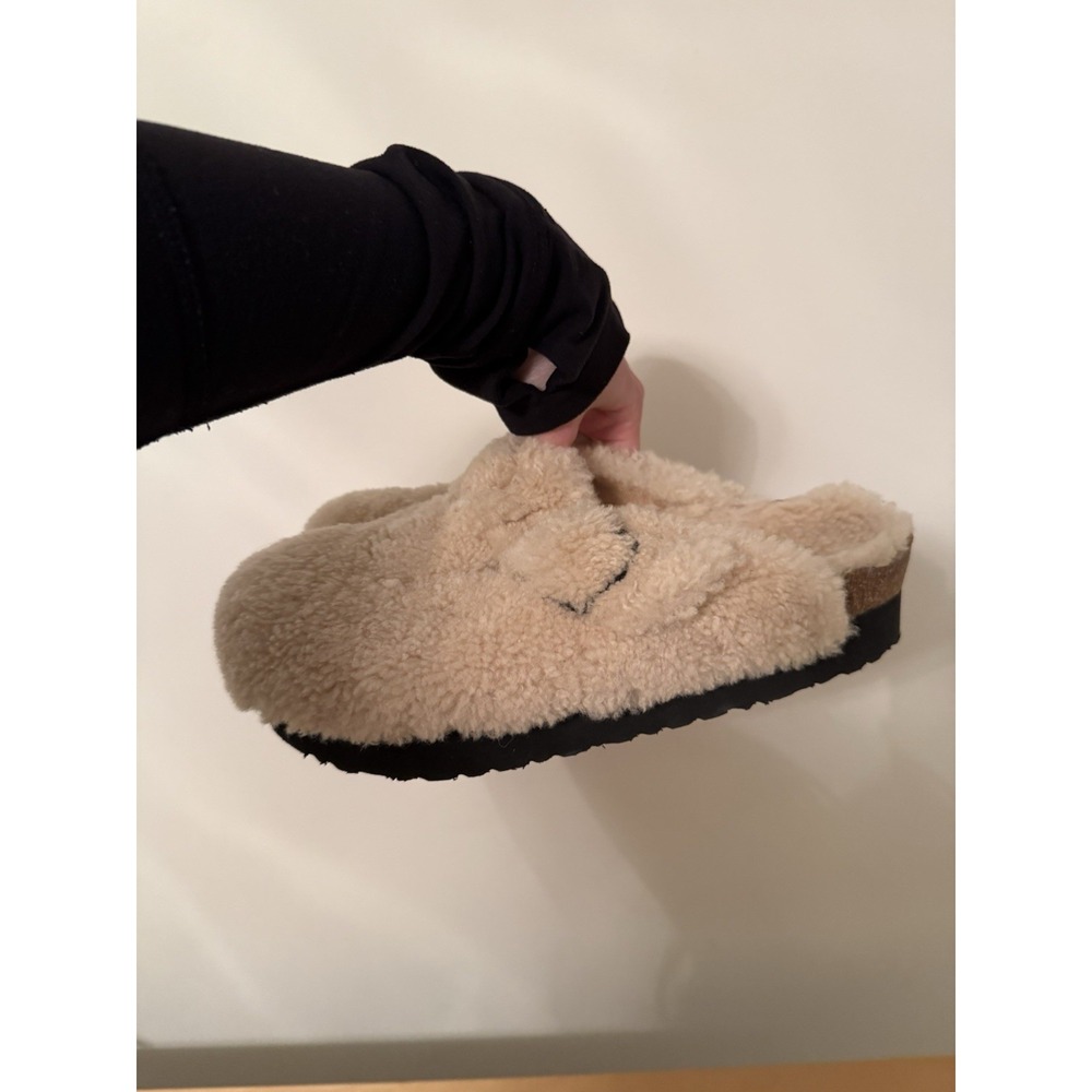 Papillio Women's Beige Shearling Lined Clog Slippers Slip-On US 10 EU 41 - Picture 4 of 7